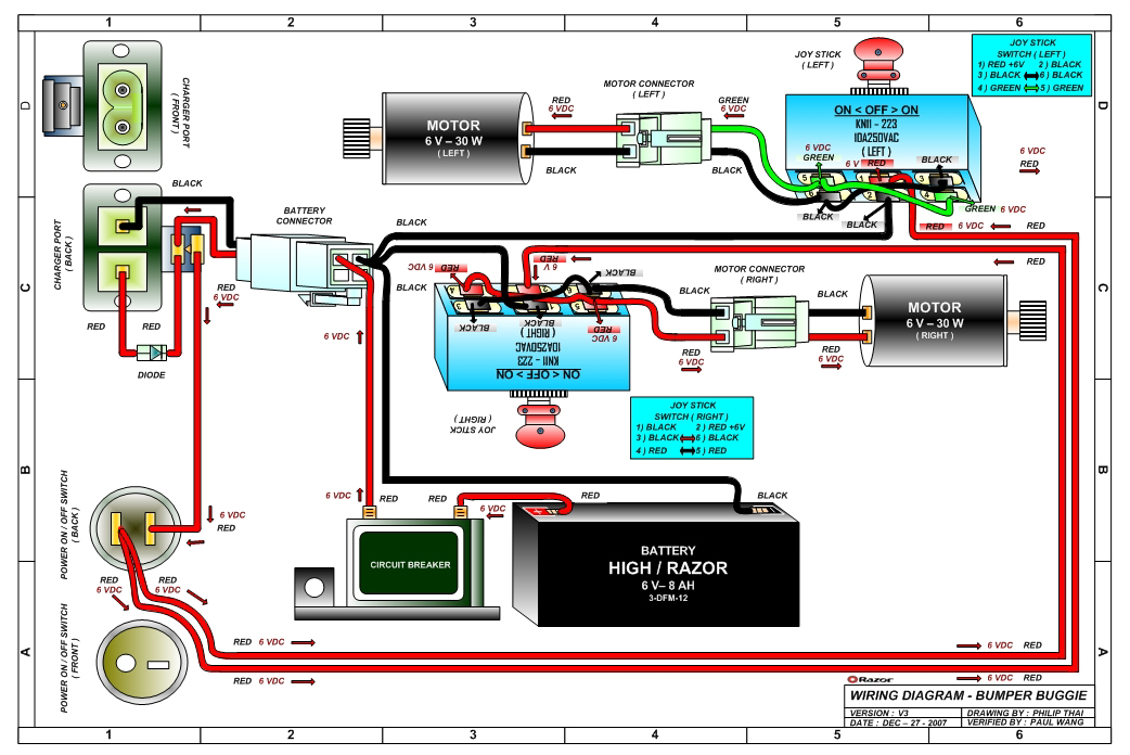 Razor Bumper Buggy Ride-On Electric Vehicle Parts ... 2012 bad boy wiring diagram schematic 