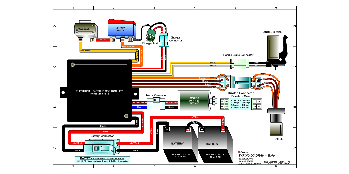 Wiring Diagram For Razor E100 Electric Scooter - Wiring  