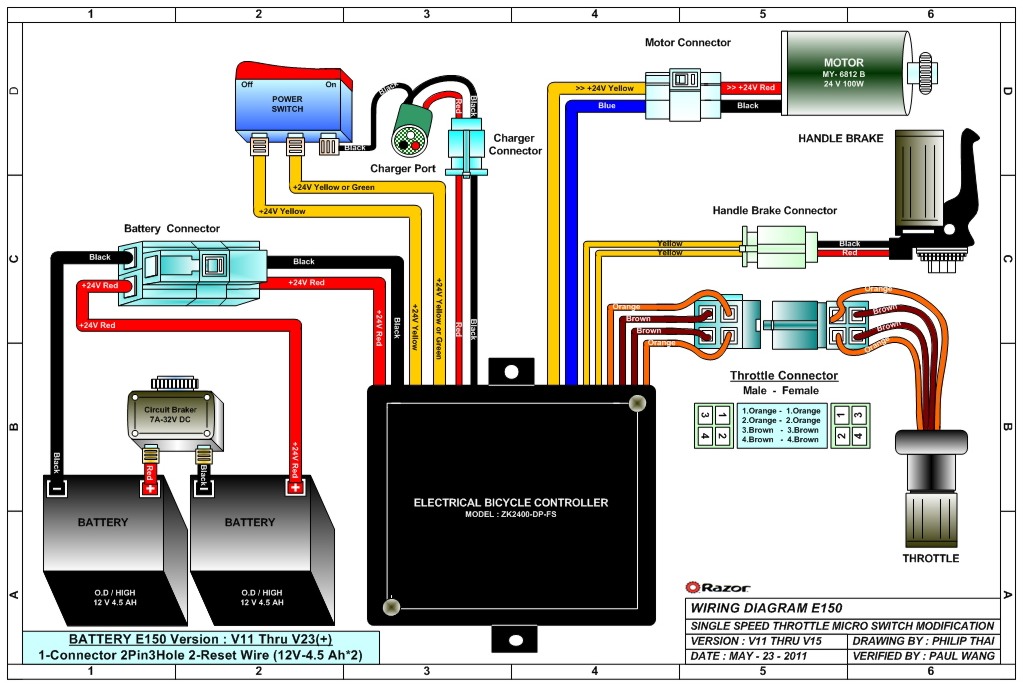 Razor E150 Electric Scooter Parts - ElectricScooterParts.com alarm wiring diagram for a scooter 